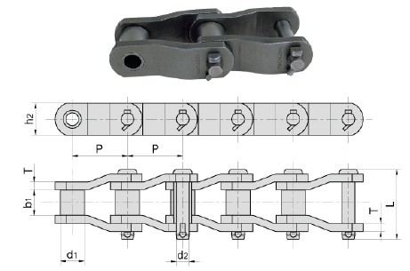 Heavy duty cranked-link chain